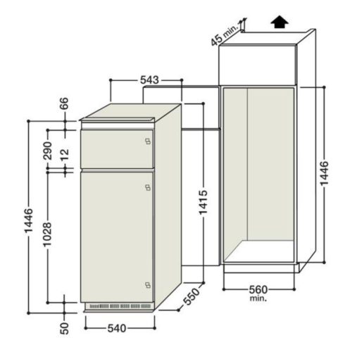 Marco para el refrigerador. Gabinete para el refrigerador