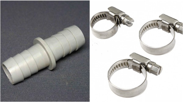 Conector y abrazaderas de manguera