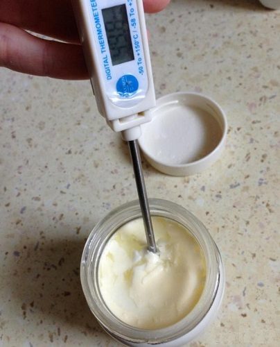 Medición de la temperatura en una taza de yogurt.