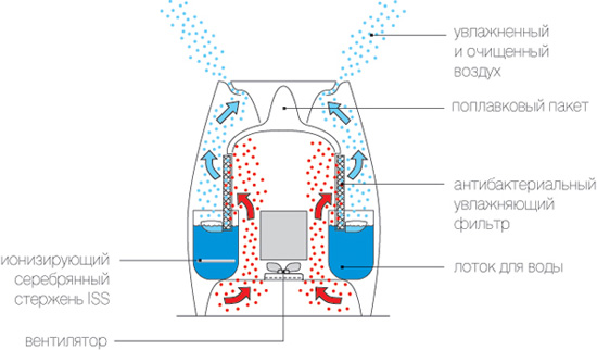 Esquema de funcionamiento del humidificador.