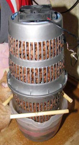  Humidificador y cubeta de arcilla expandida.