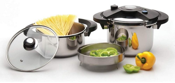  Olla a presión y verduras con fideos.
