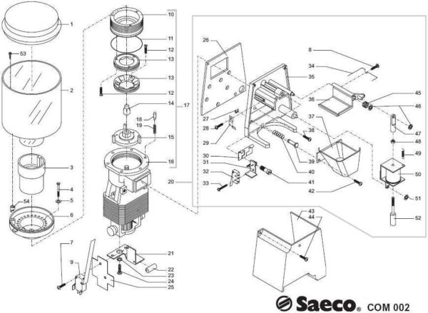 Molinillo de café Saeco detallando ejemplo.