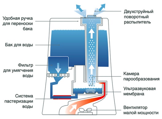  El principio de funcionamiento del humidificador ultrasónico.