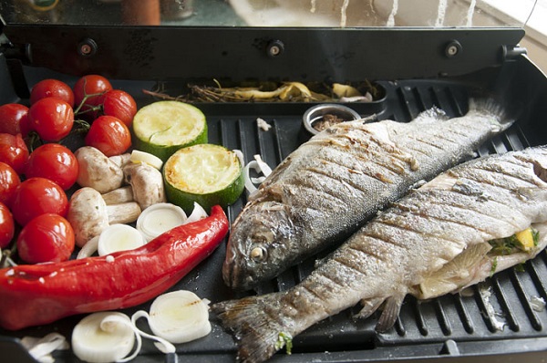 Verduras y pescado a la plancha.