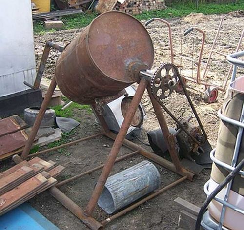  Hormigonera casera con motor eléctrico.